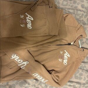 Aeropostale Tan Hoodie and Sweatpants Set